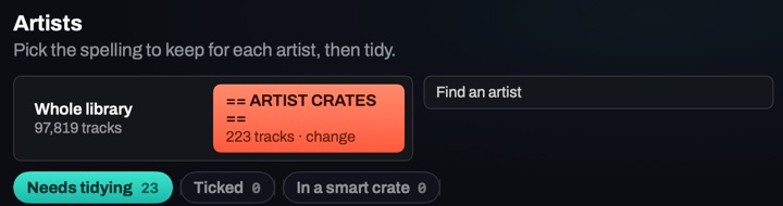 CrateKeeper's scope switch set to one crate instead of the whole library